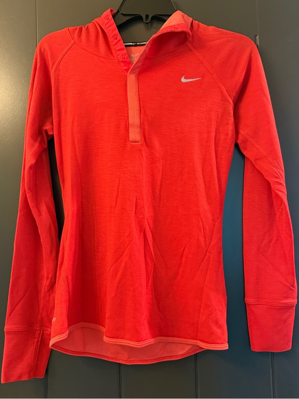 Nike Women’s Dri-Fit Red Half-Zip Hooded Performance Running Top